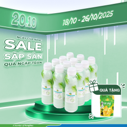 MUA LỐC 12 CHAI NƯỚC DỪA 500ML TẶNG 01 MÍT SẤY 100G