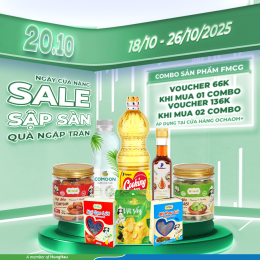 MUA 01 COMBO CÁC SẢN PHẨM FMCG TẶNG 1 VOUCHER 66K - MUA 02 COMBO TẶNG VOUCHER 136K