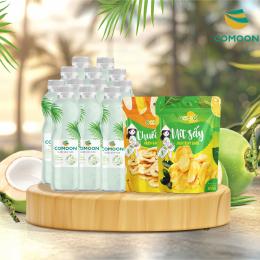 Combo 12 chai Nước dừa COMOON & 1 bịch mít sấy & 1 bịch chuối sấy