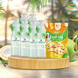 Combo 6 chai Nước dừa COMOON & 1 bịch chuối sấy