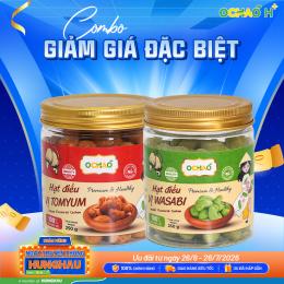 Combo 01 Hạt điều vị wasabi 250gr và 01 Hạt điều vị Tomyum 250gr giá 190.000 vnđ