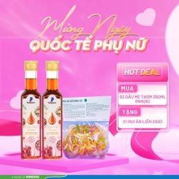 Mua 02 chai dầu mè thơm 250 ml (nhựa) tặng 01 Nui ăn liền 200g
