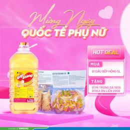 Mua 01 Dầu Bếp Hồng 5 lít tặng 01 mì trứng gà 100g + 1 nui ăn liền 200g