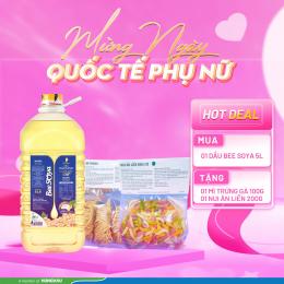 Mua 01 Dầu Bee Soya 5 lít tặng 01 mì trứng gà 100g + 1 nui ăn liền 200g