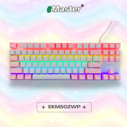 Bàn phím cơ có dây gaming eMaster EKM502WP TRẮNG HỒNG 