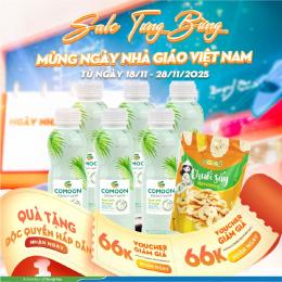 MUA LỐC 6 CHAI NƯỚC DỪA 500ML TẶNG 01 CHUỐI SẤY 100G