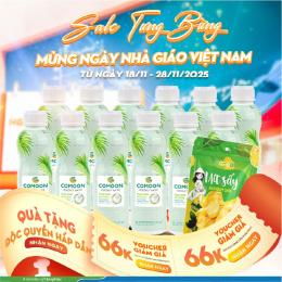 MUA LỐC 12 CHAI NƯỚC DỪA 500ML TẶNG 01 MÍT SẤY 100G