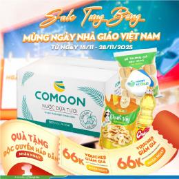 MUA 01 THÙNG 24 CHAI NƯỚC DỪA 500ML TẶNG 01 CHUỐI SẤY 100G + 1 MÌ TRỨNG 500G +1 DẦU ĂN 0,4L