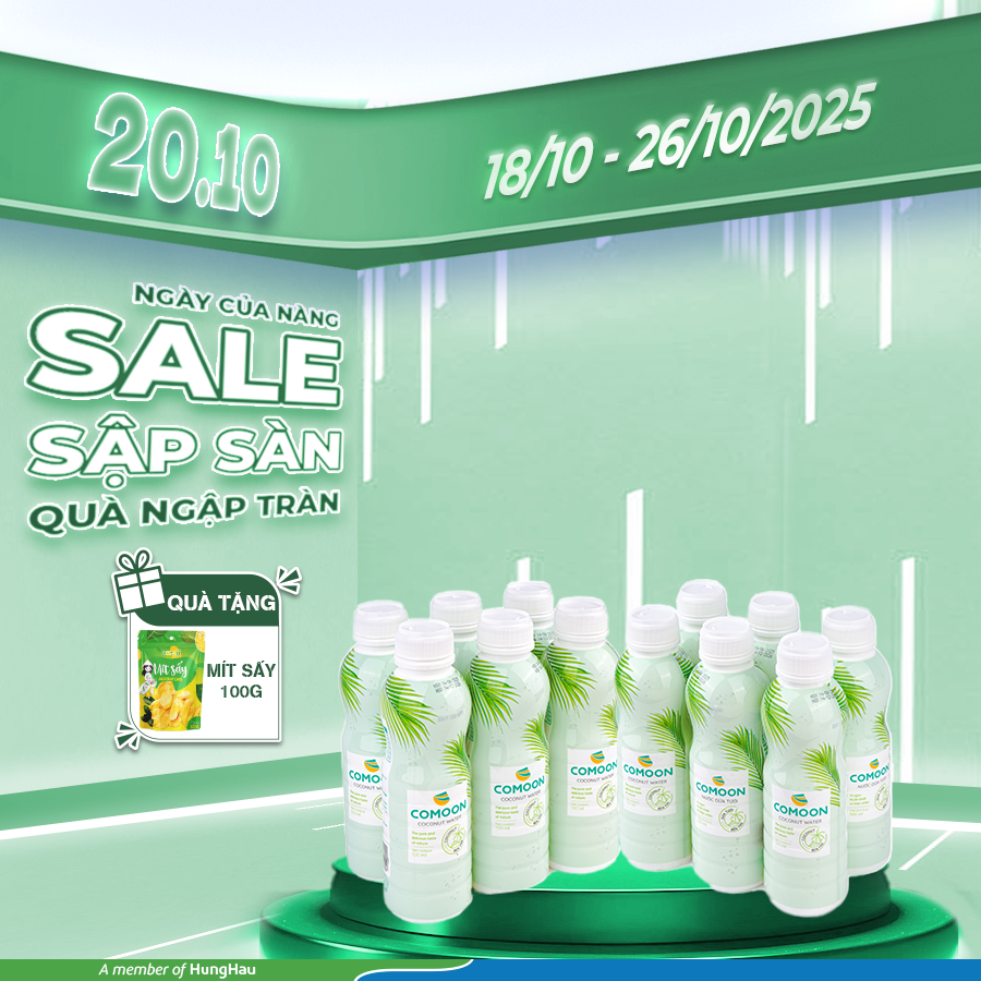 MUA LỐC 12 CHAI NƯỚC DỪA 500ML TẶNG 01 MÍT SẤY 100G