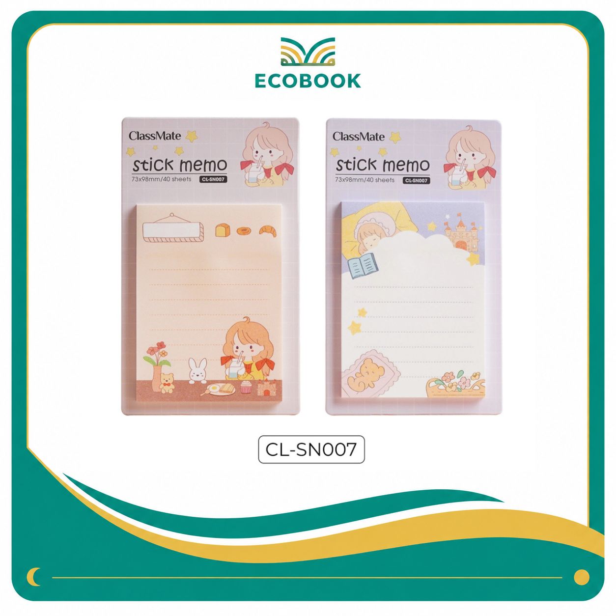 Giấy Note Classmate CL-SN007 – Stick Memo Ghi Chú Tiện Lợi, Thiết Kế Dễ Thương (Ngẫu Nhiên)