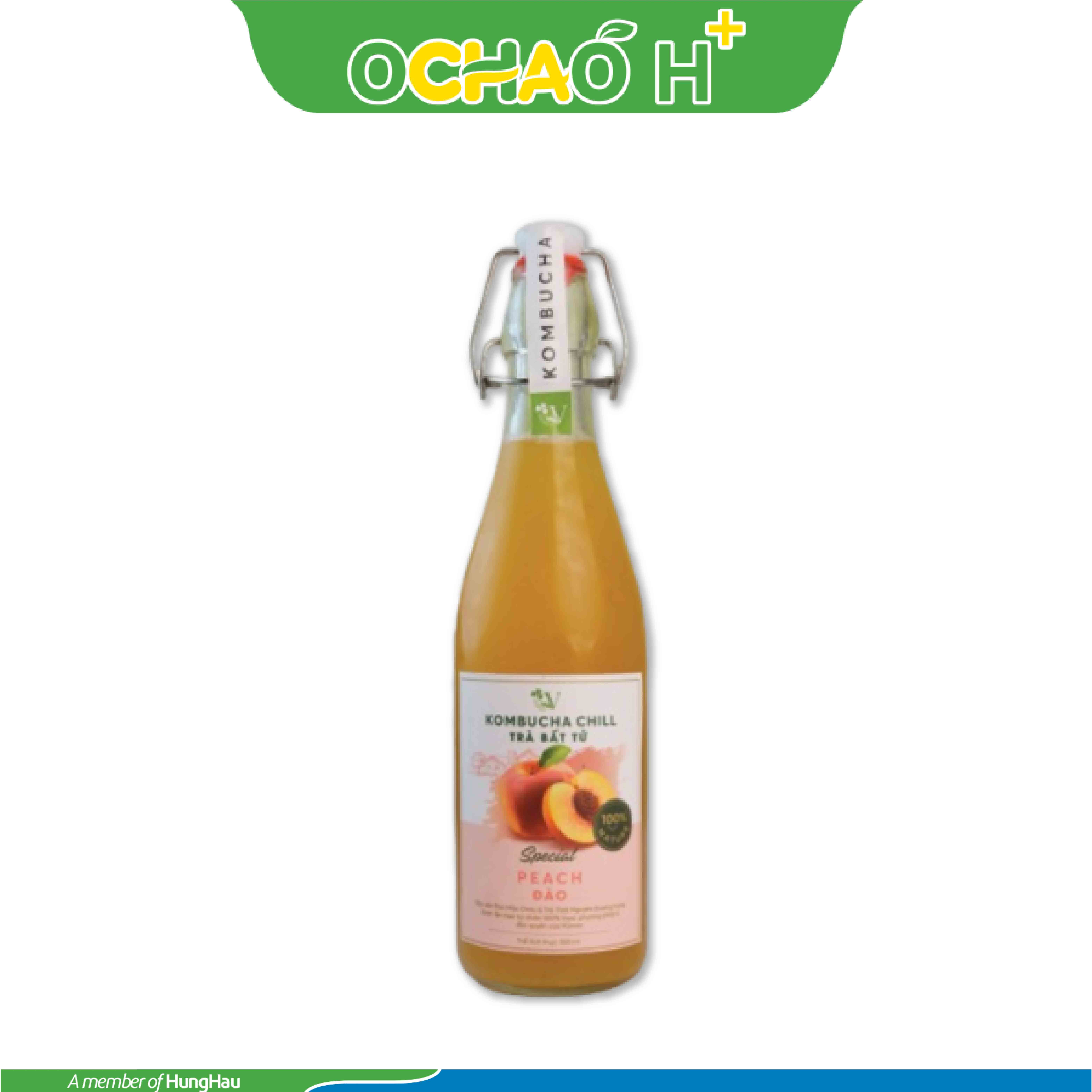 Vkombucha Chill trà bất tử  vị Đào 500ml