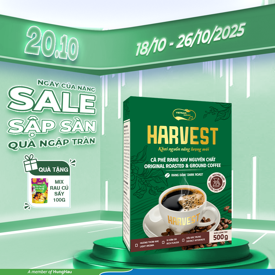 MUA 01 CÀ PHÊ RANG XAY 500G TẶNG 01 MIX RAU CỦ SẤY 100G