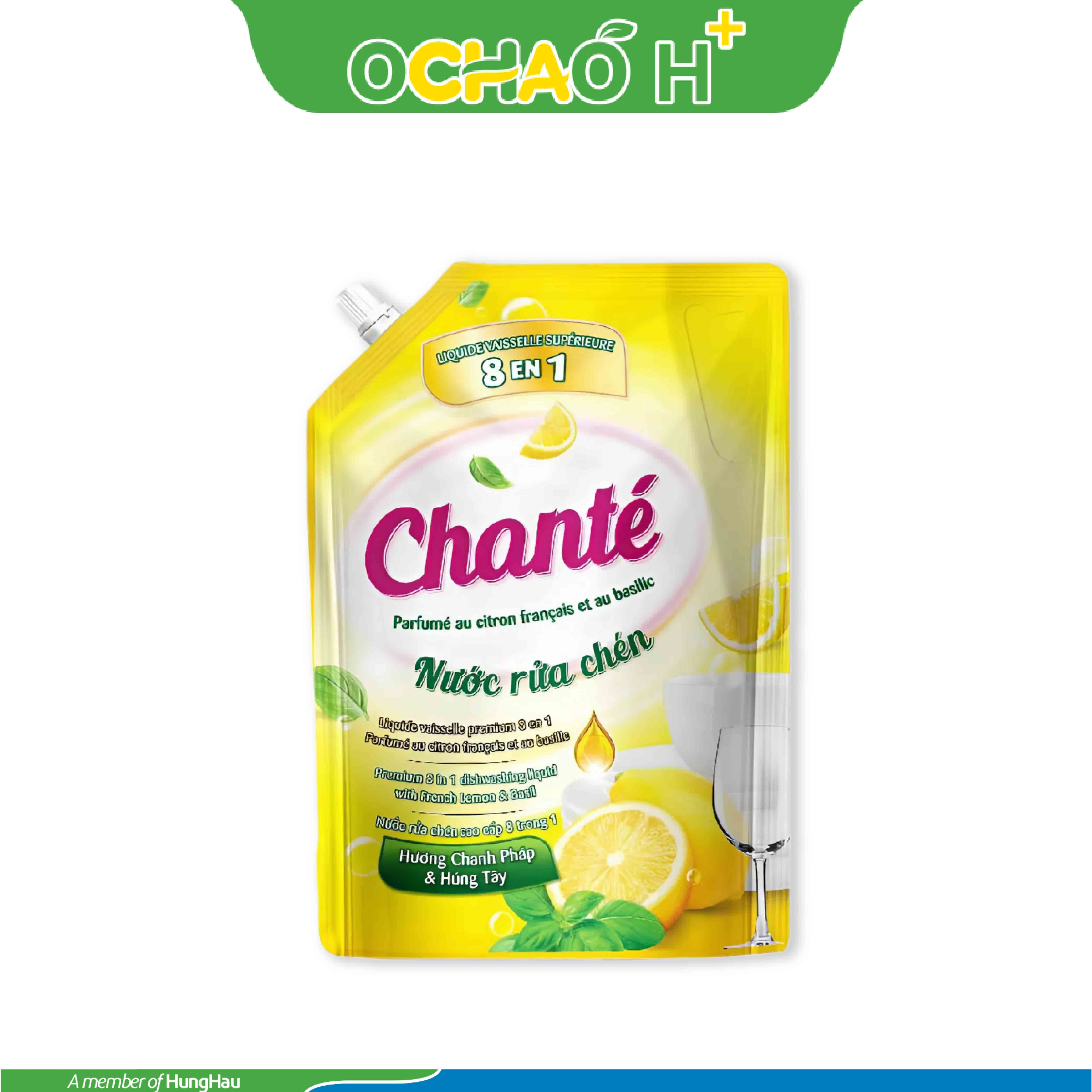 Nước rửa chén Chanté cao cấp 8 trong 1 hương Cam Satsuma túi 3.2kg