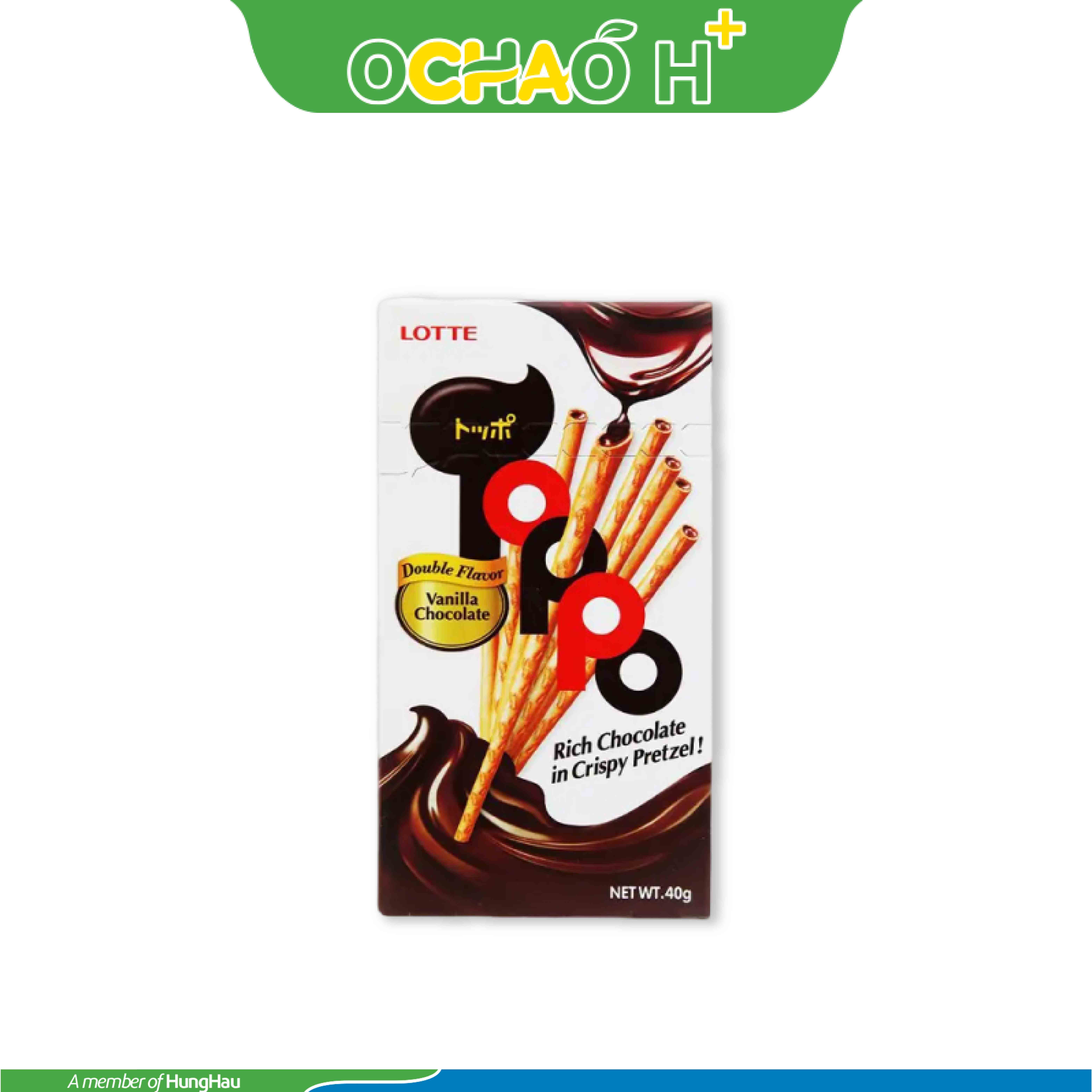 Bánh que Toppo-Nhân Sôcôla hương Vani Hộp 40g