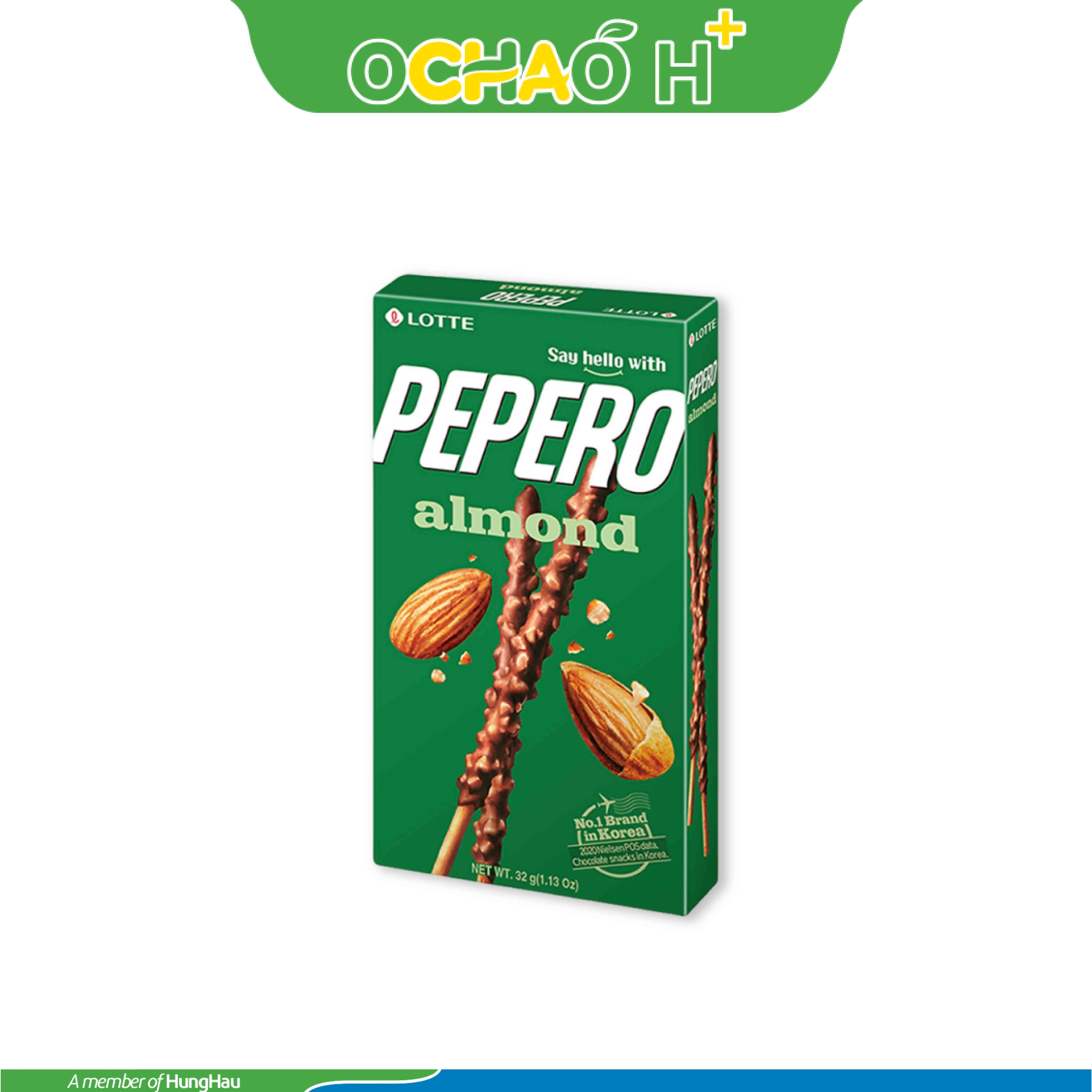 Bánh que Lotte Pepero Vị Hạnh Nhân Hộp 32g
