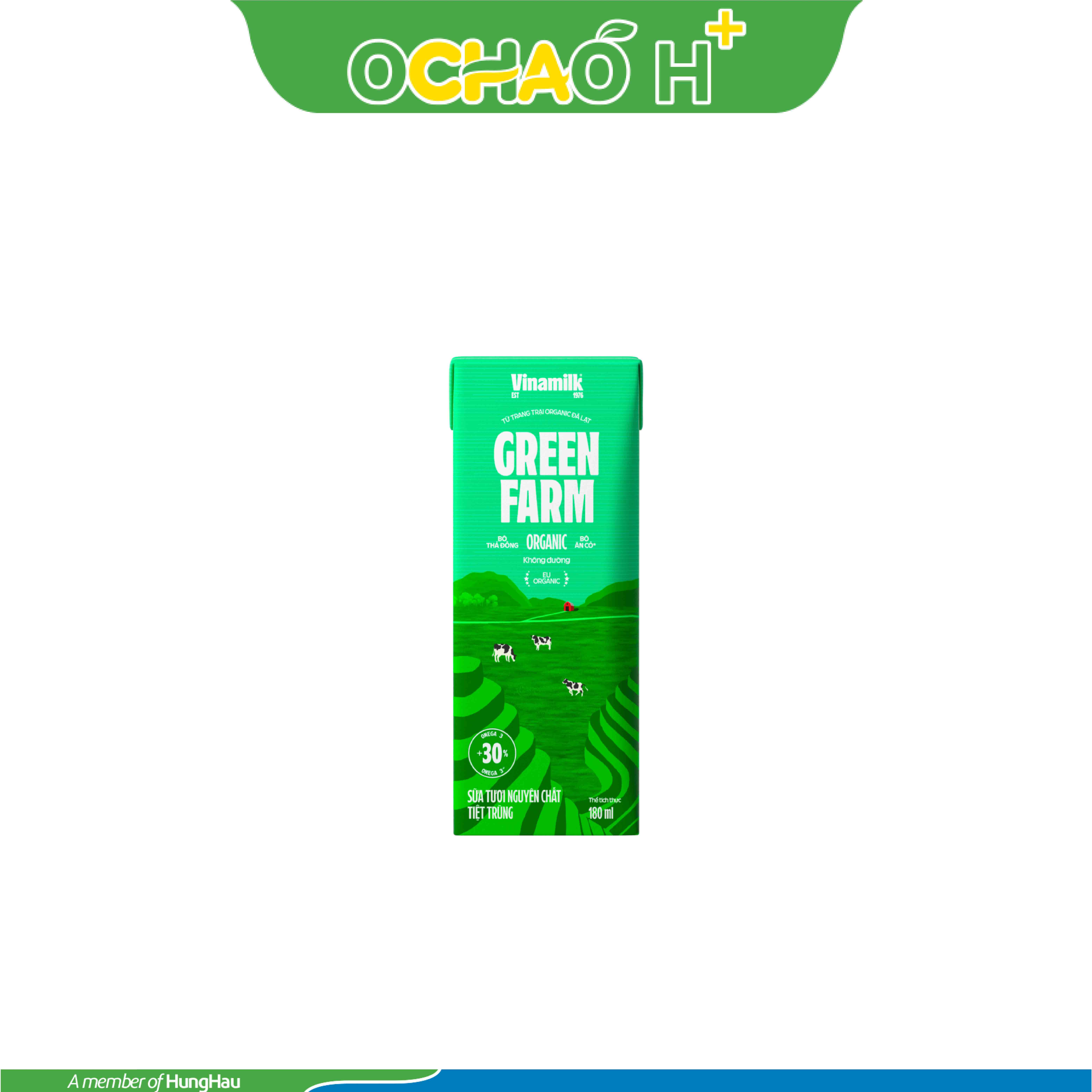 Sữa tươi nguyên chất tiệt trùng Vinamilk Green Farm Hộp 180ml