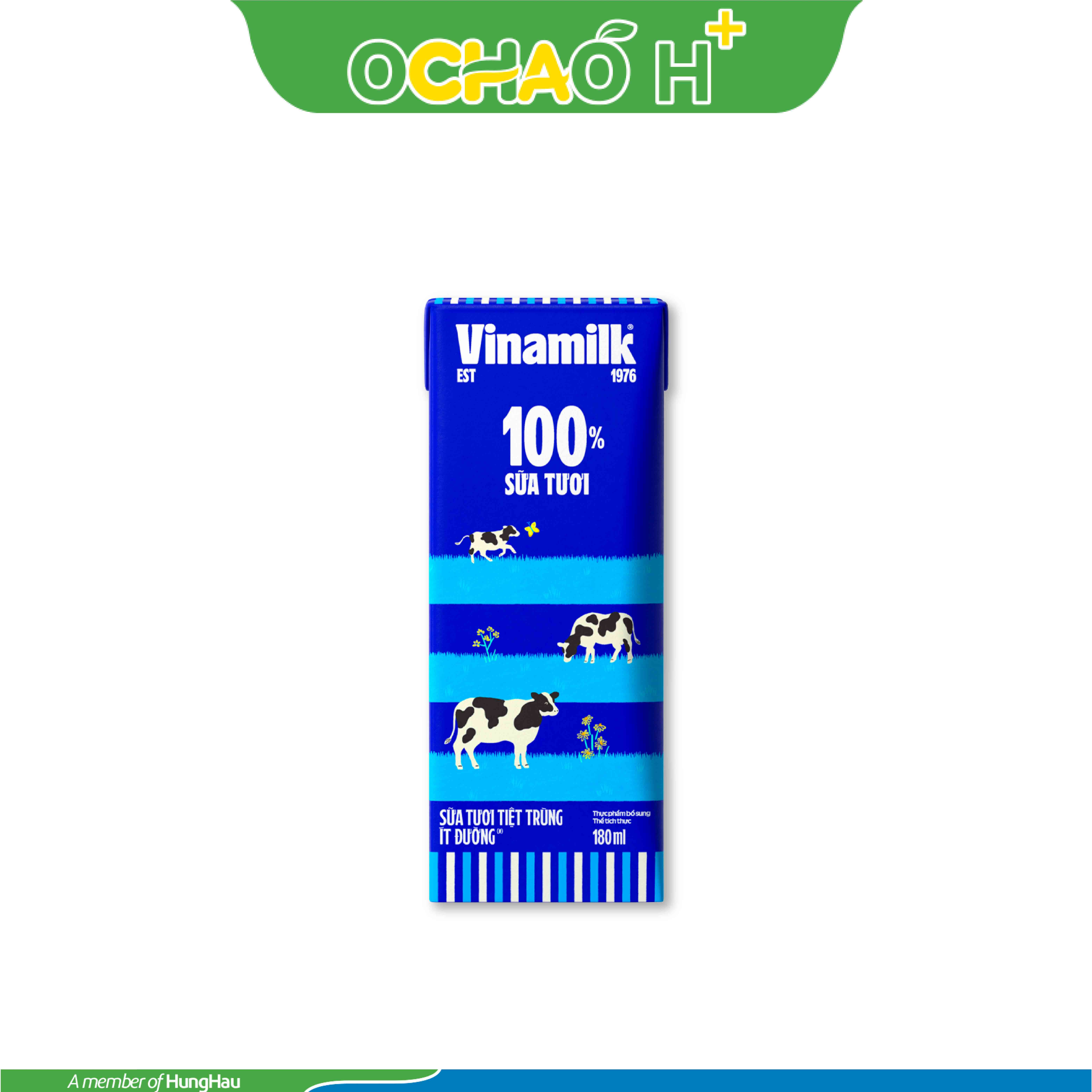 Sữa tươi tiệt trùng ít đường VNM Hộp 180ml.