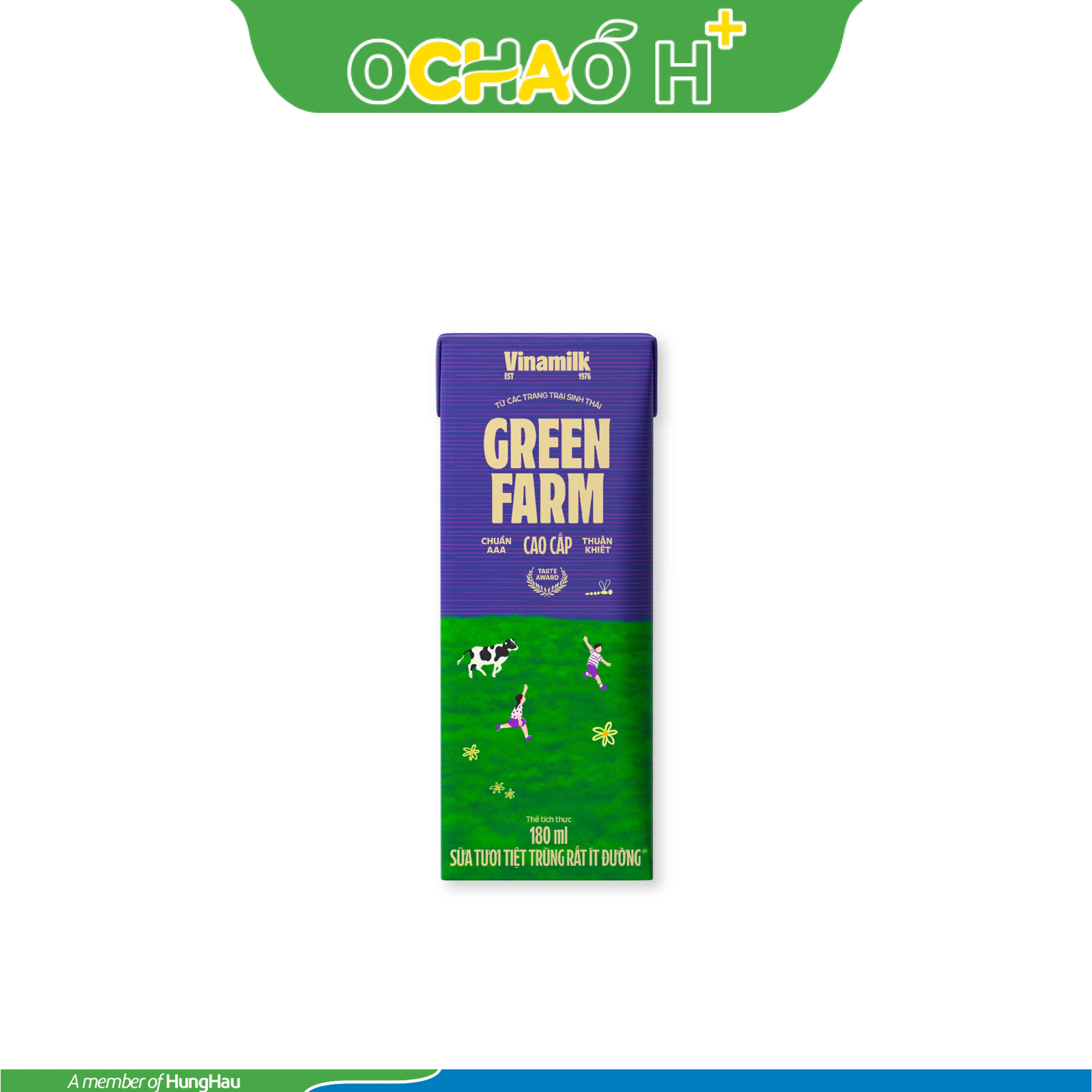 Sữa tươi tiệt trùng rất ít đường Vinamilk Green Farm Hộp 180ml