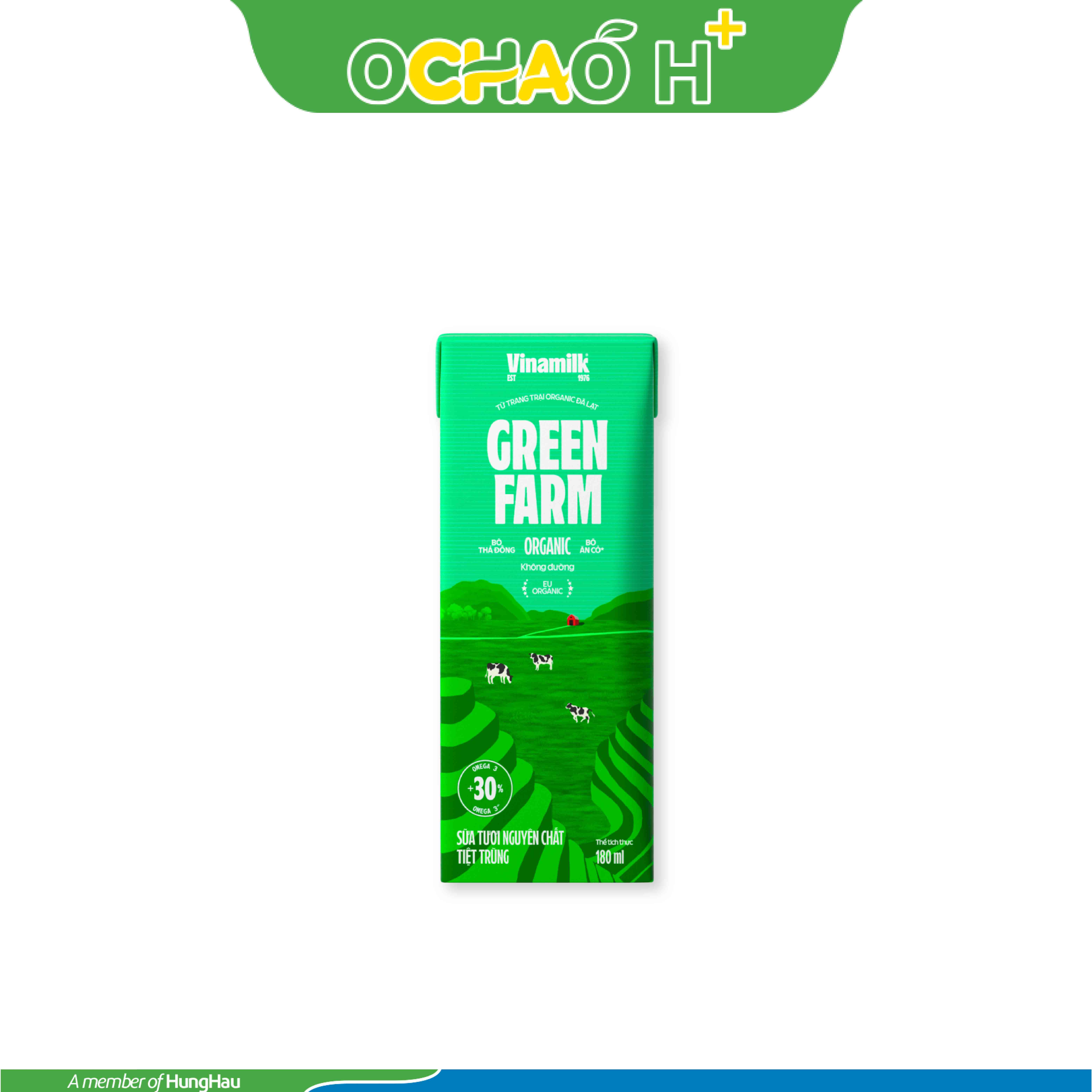 Sữa tươi tiệt trùng nguyên chất VNM Green Farm Organic Hộp 180ml