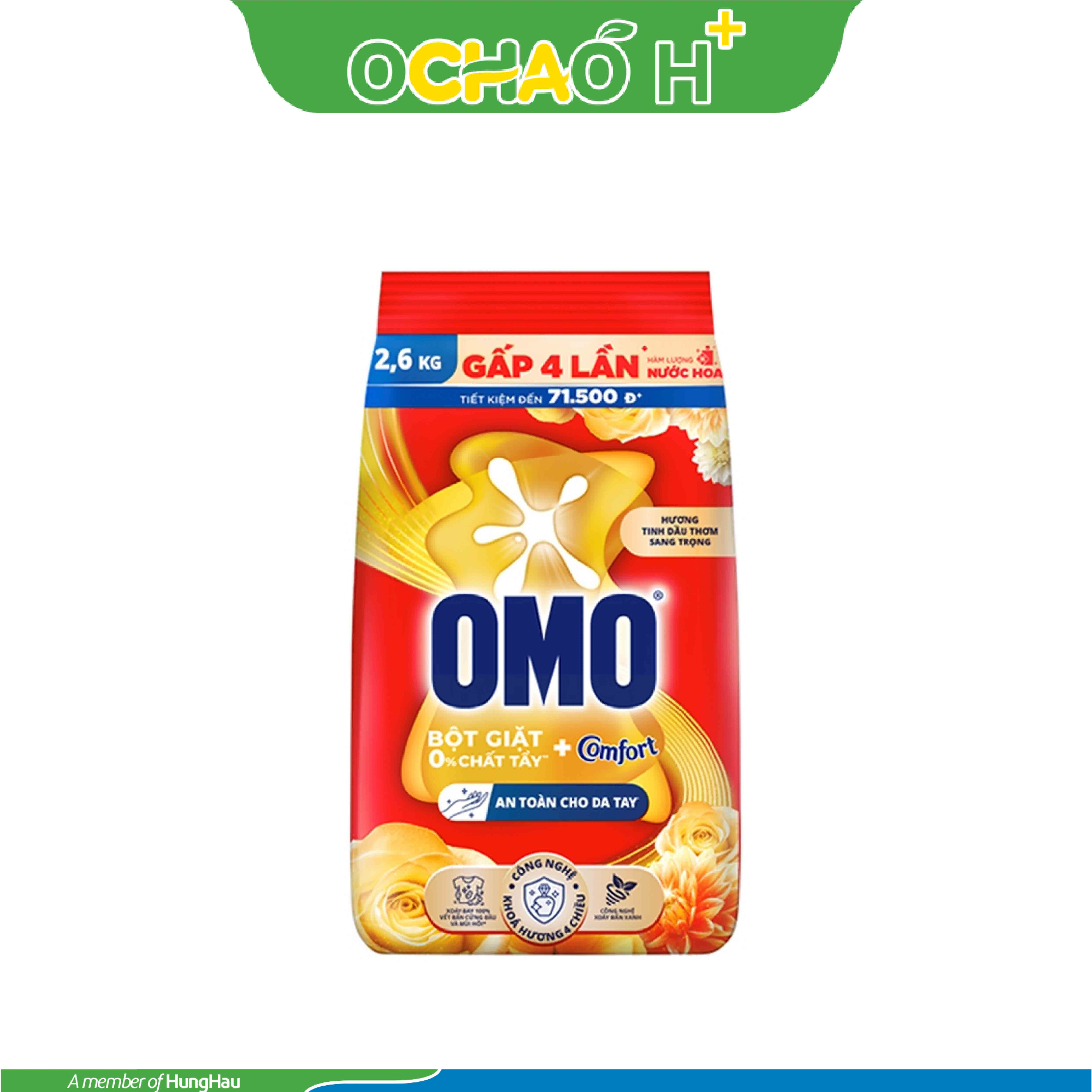 OMO Bột Giặt Comfort Tinh Dầu Thơm Sang Trọng Gói 350g