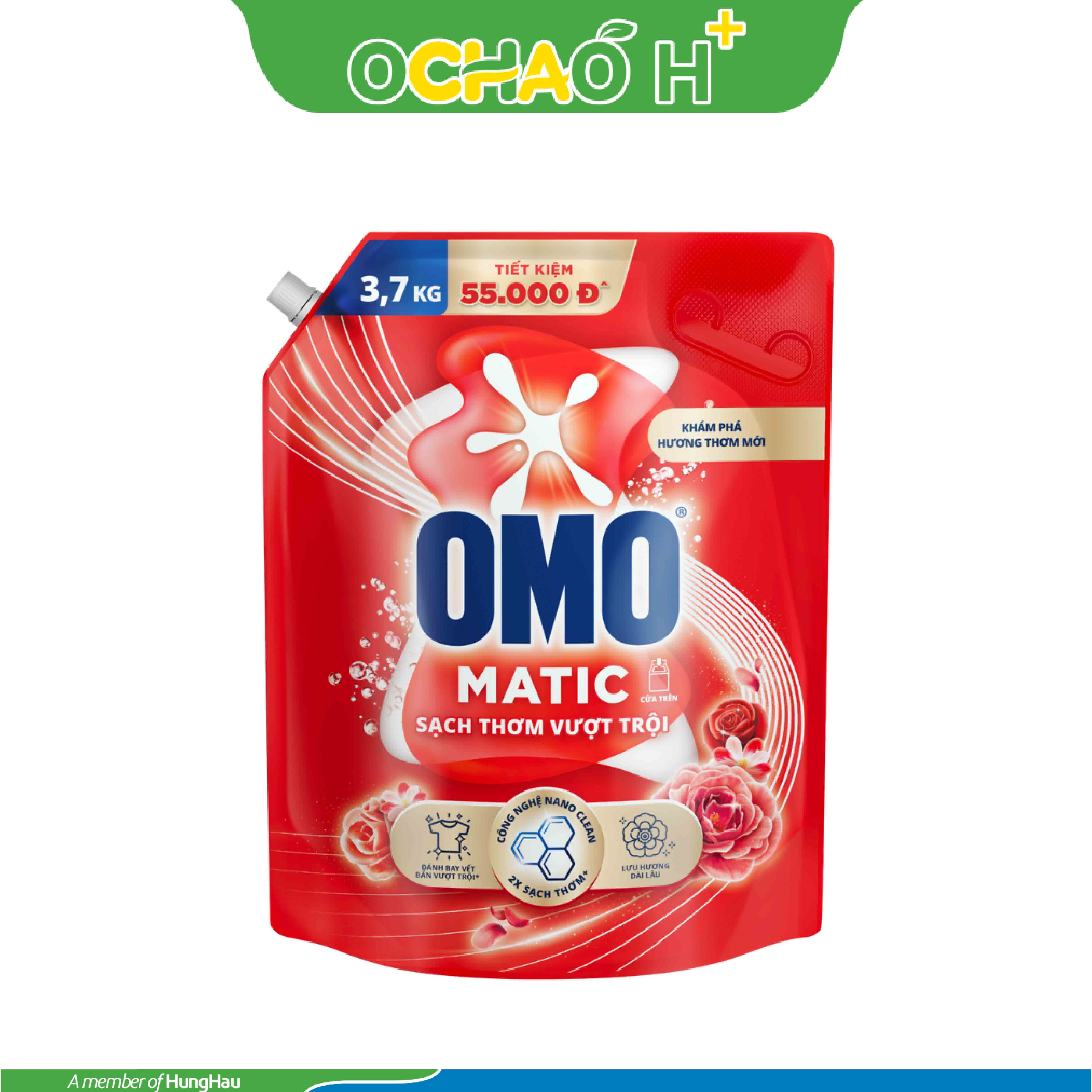 OMO Nước Giặt Matic Sạch Thơm Vượt Trội Gói 3.7Kg