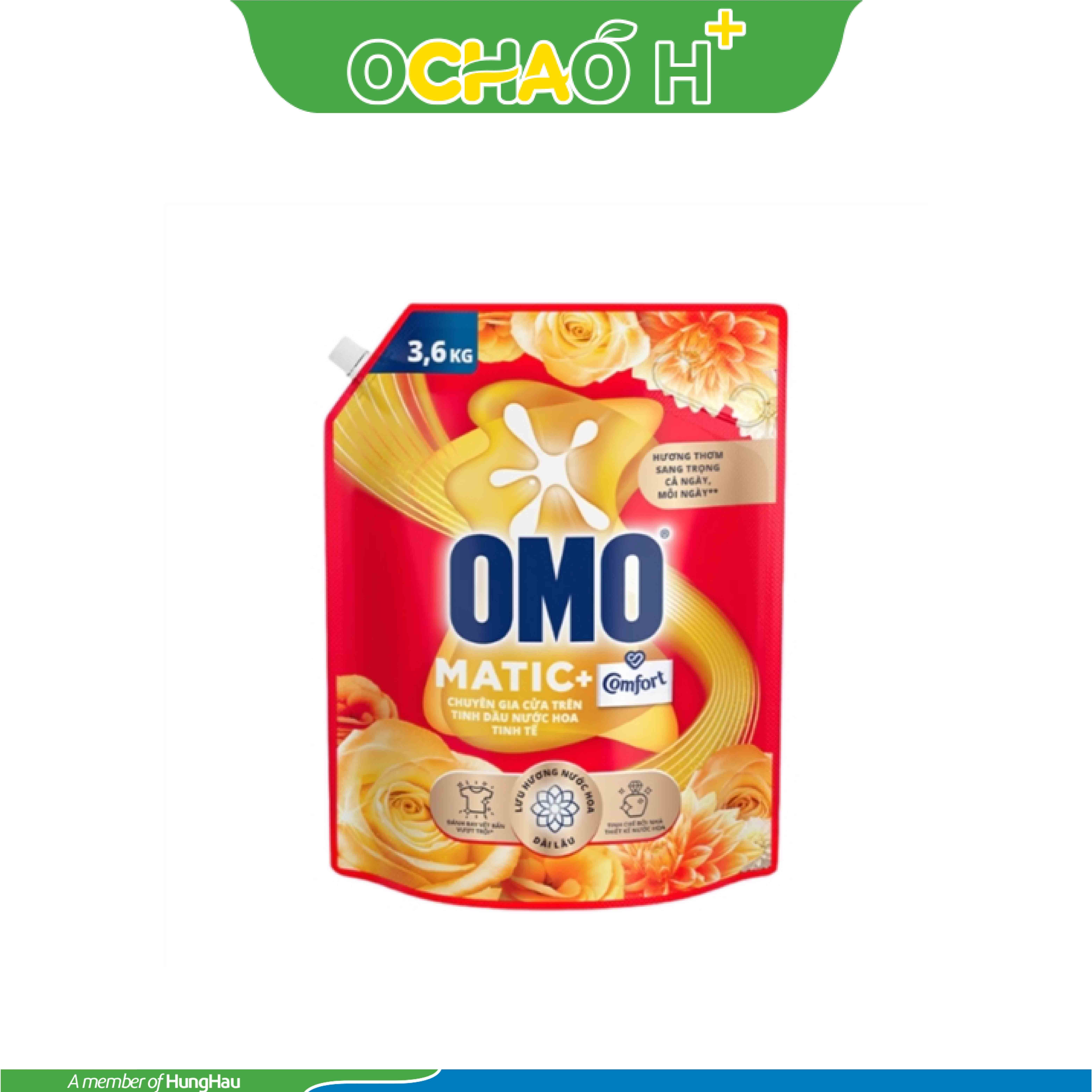 OMO Nước giặc Cửa Trên Tinh dầu nước hoa Tinh Tế Gói 3.6kg 