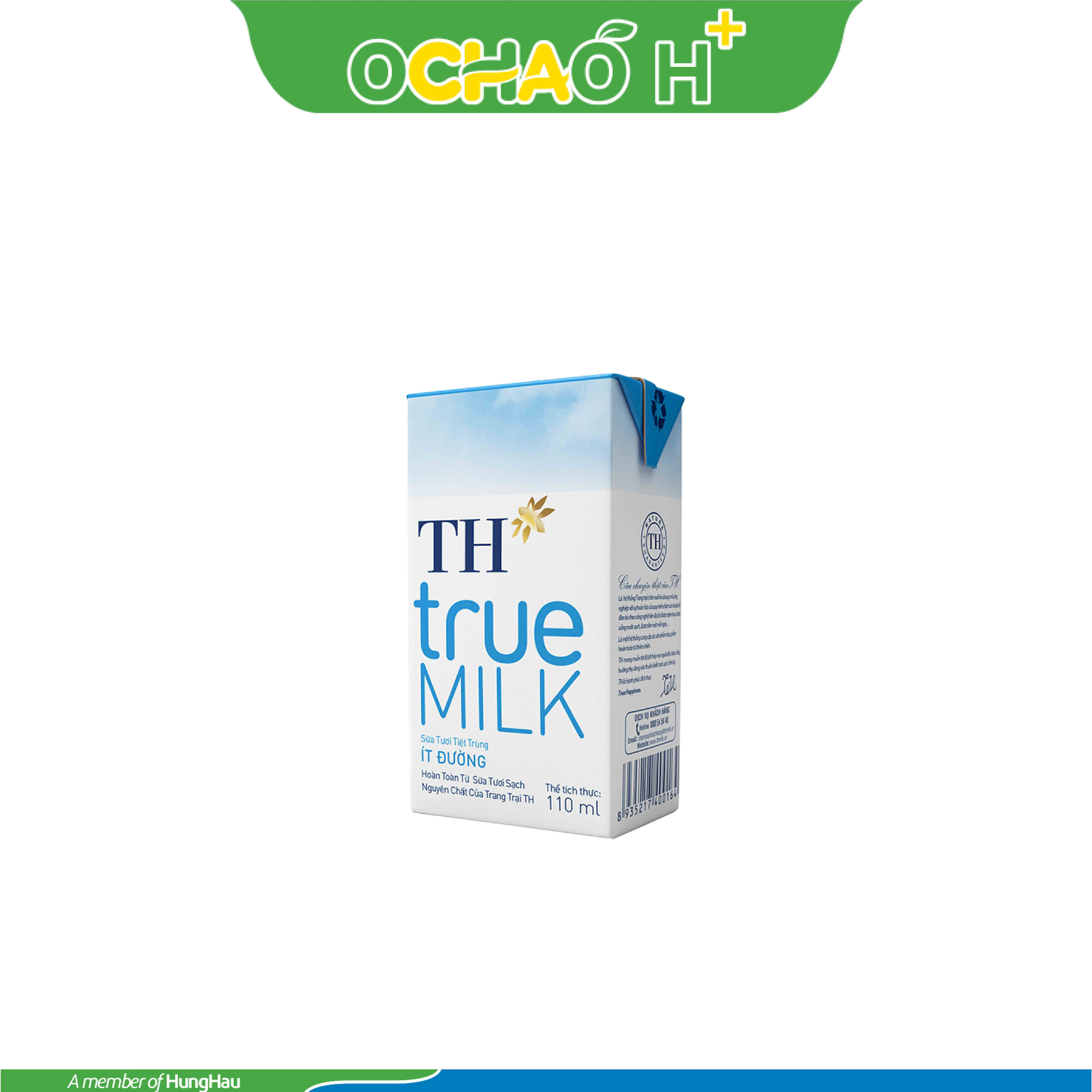 Sữa tươi tiệt trùng Ít Đường TH true MILK Hộp 110Ml