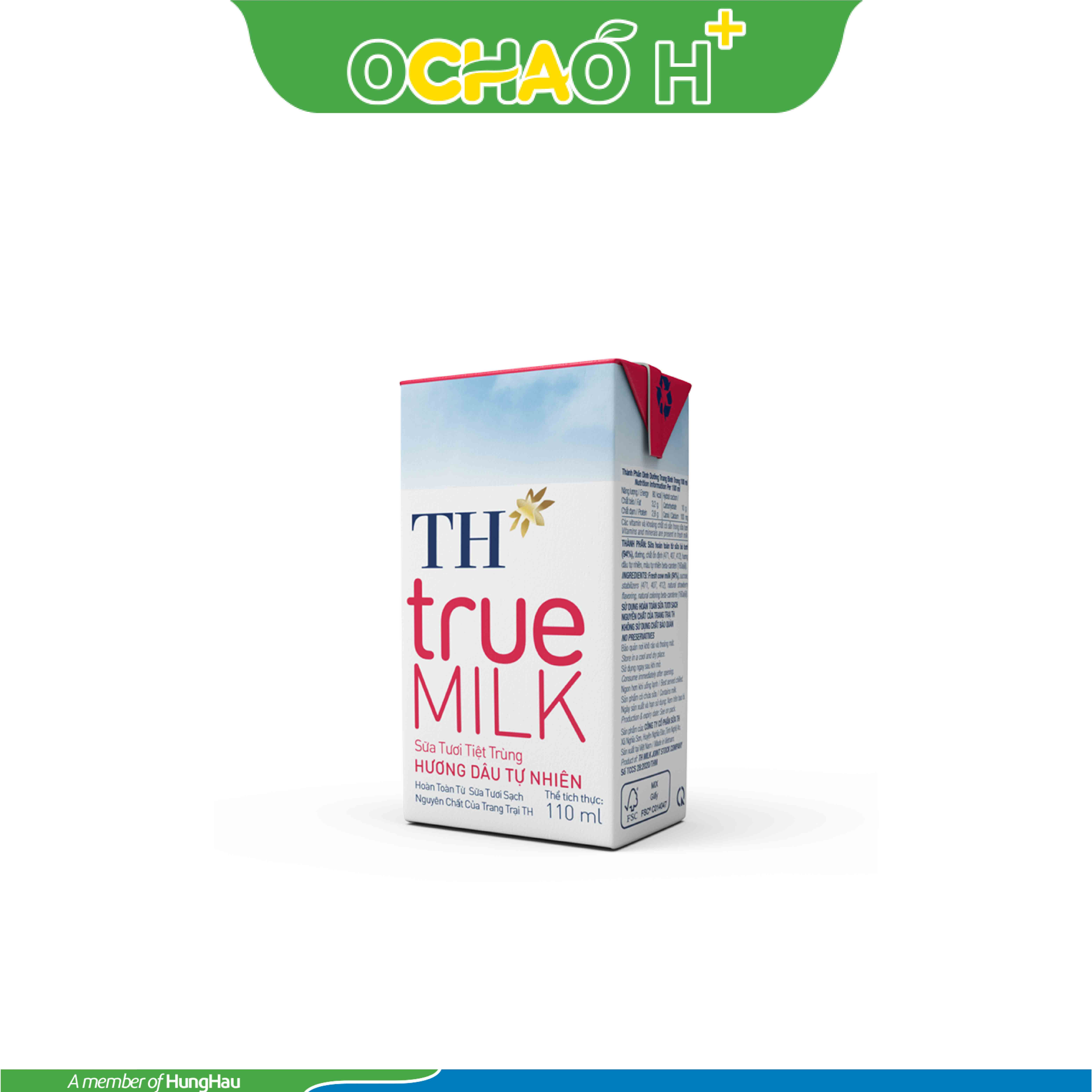 Sữa tươi tiệt trùng Hương Dâu TH true MILK Hộp 110Ml