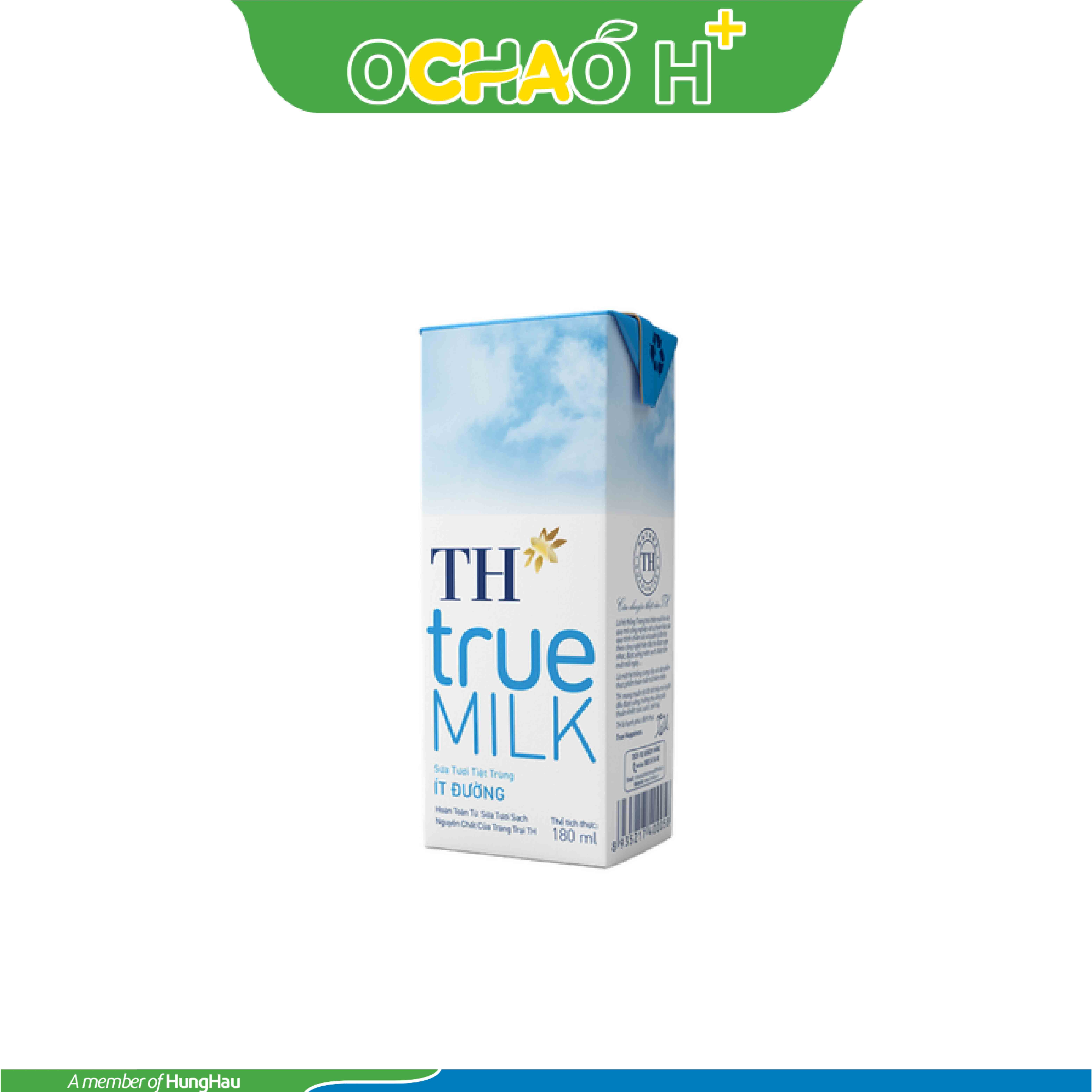 Sữa tươi tiệt trùng Ít Đường TH true MILK Hộp 180Ml