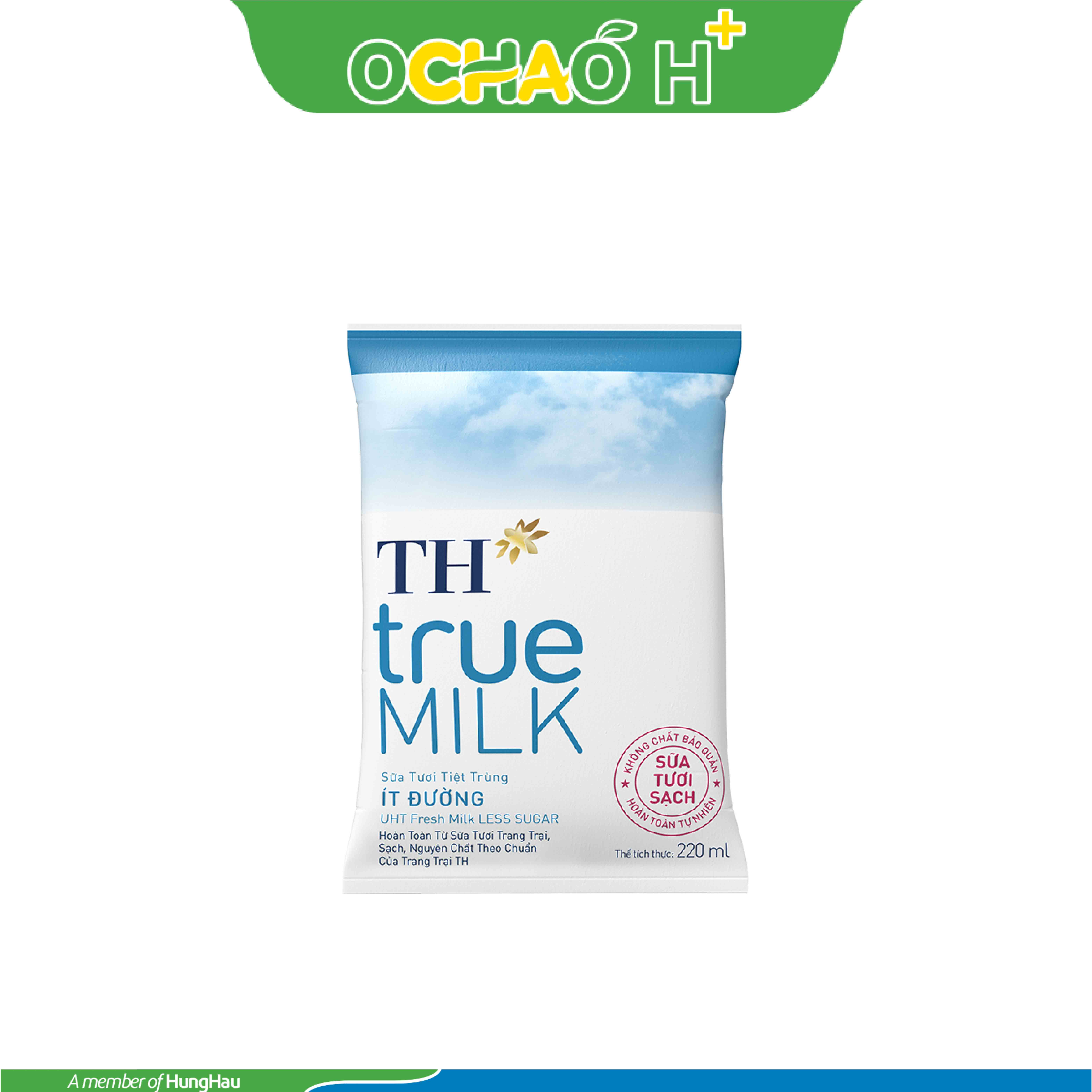 Sữa tươi tiệt trùng Ít đường TH true MILK 220ml