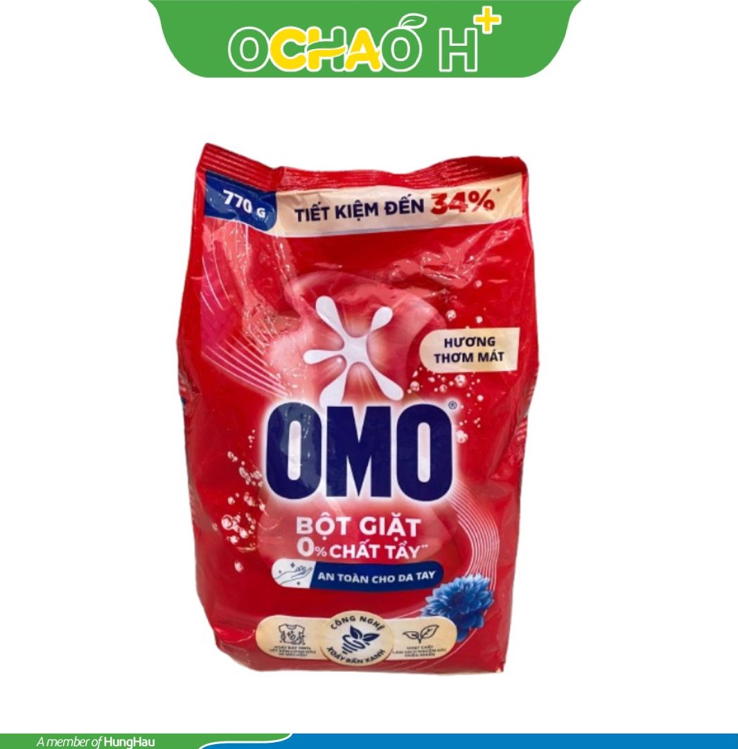OMO Bột Giặt Đỏ Hương Thơm Mát Gói 770g