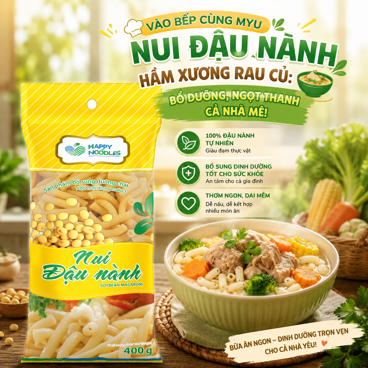 [VÀO BẾP CÙNG MYU] NUI ĐẬU NÀNH HẦM XƯƠNG RAU CỦ: BỔ DƯỠNG, NGỌT THANH CẢ NHÀ MÊ! 