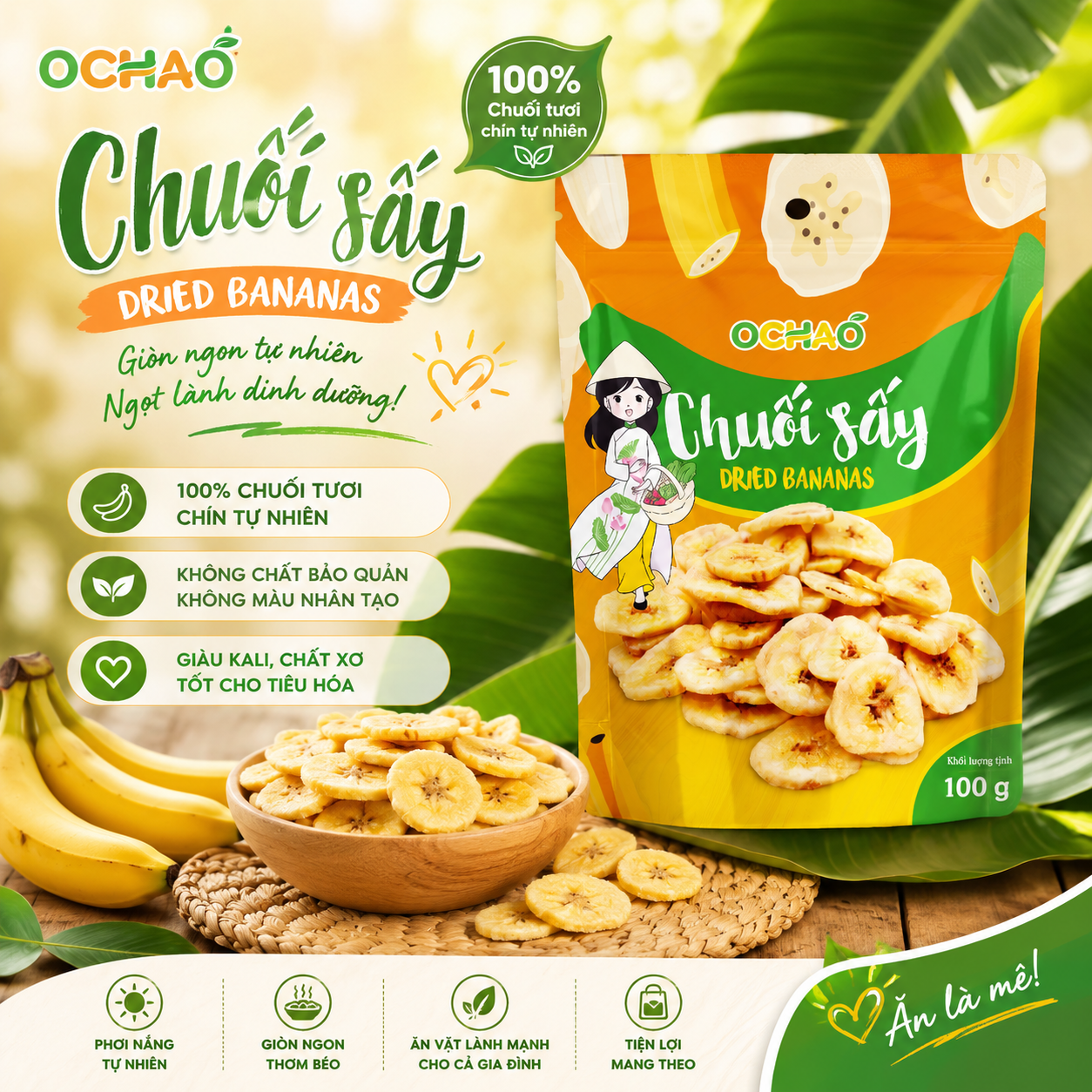 CHUỐI SẤY OCHAO – VỊ NGỌT TỰ NHIÊN, GIÒN NGON KHÓ CƯỠNG 