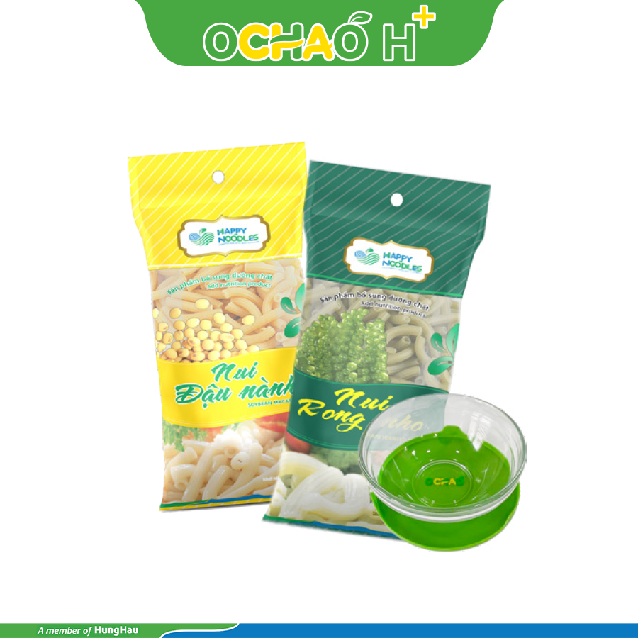 MUA 01 GÓI NUI RONG NHO 400G + 1 GÓI NUI ĐẬU NÀNH 400G => TẶNG 01 CHÉN THỦY TINH OCHAO