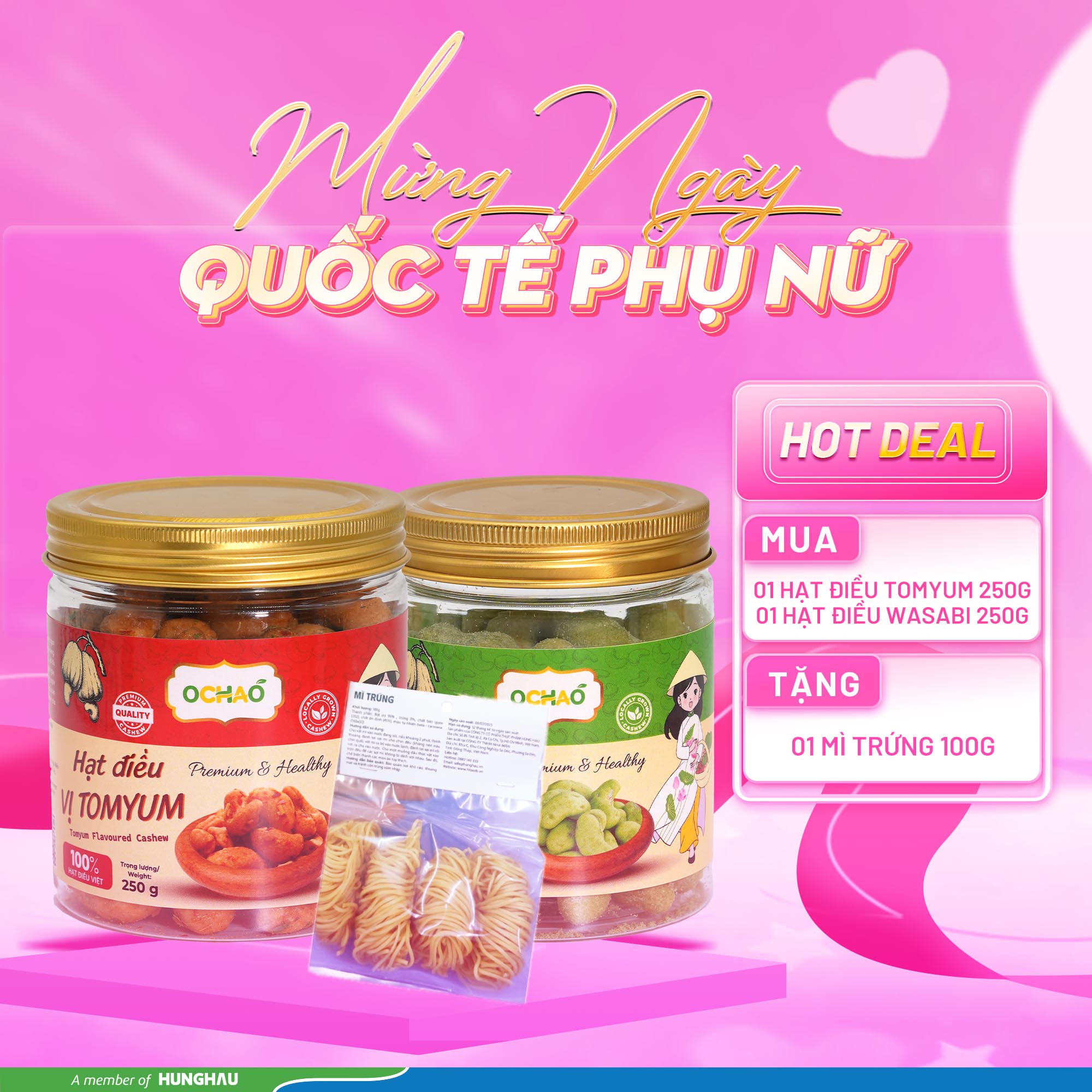 Mua 2 Hạt điều 250g tặng 01 Mì trứng gà 100g