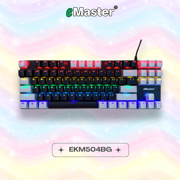 Bàn phím cơ có dây gaming eMaster EKM504BG ĐEN XÁM 