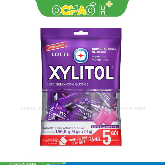Kẹo Gum Xylitol Blueberry Mint gói 159.5g 