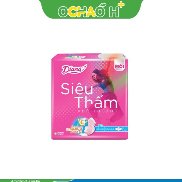 Băng Vệ Sinh Diana Siêu Thấm Siêu Mỏng Có Cánh 8 miếng