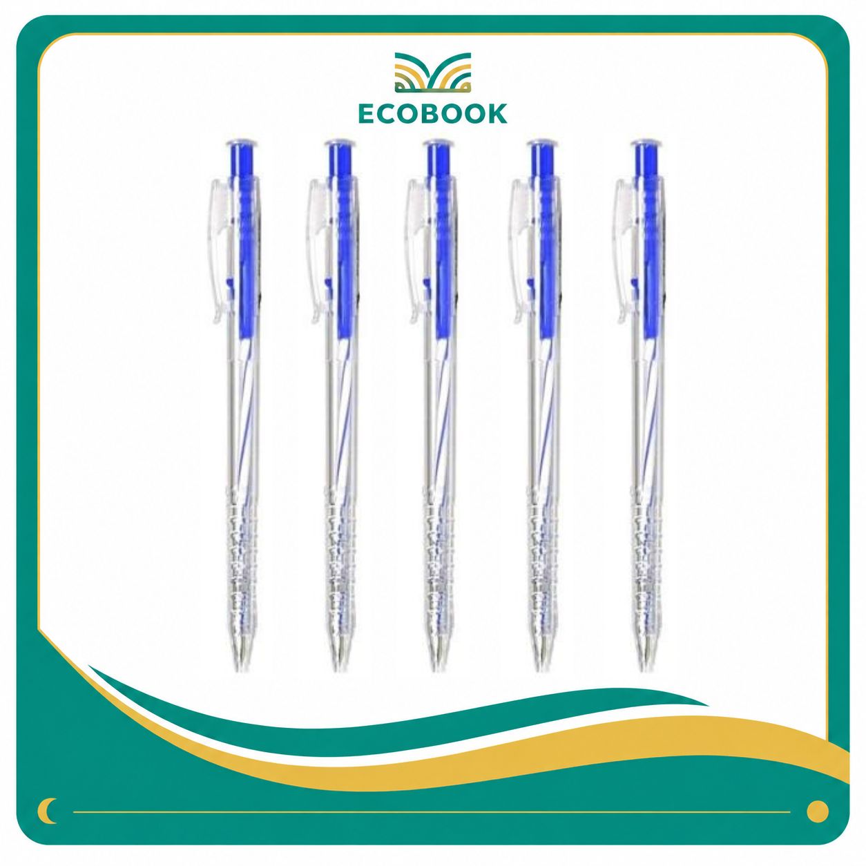 Combo 5 Cây Bút Bi Xanh Thiên Long TL-027 Chính Hãng – Ngòi 0.5mm, Viết Êm Mượt